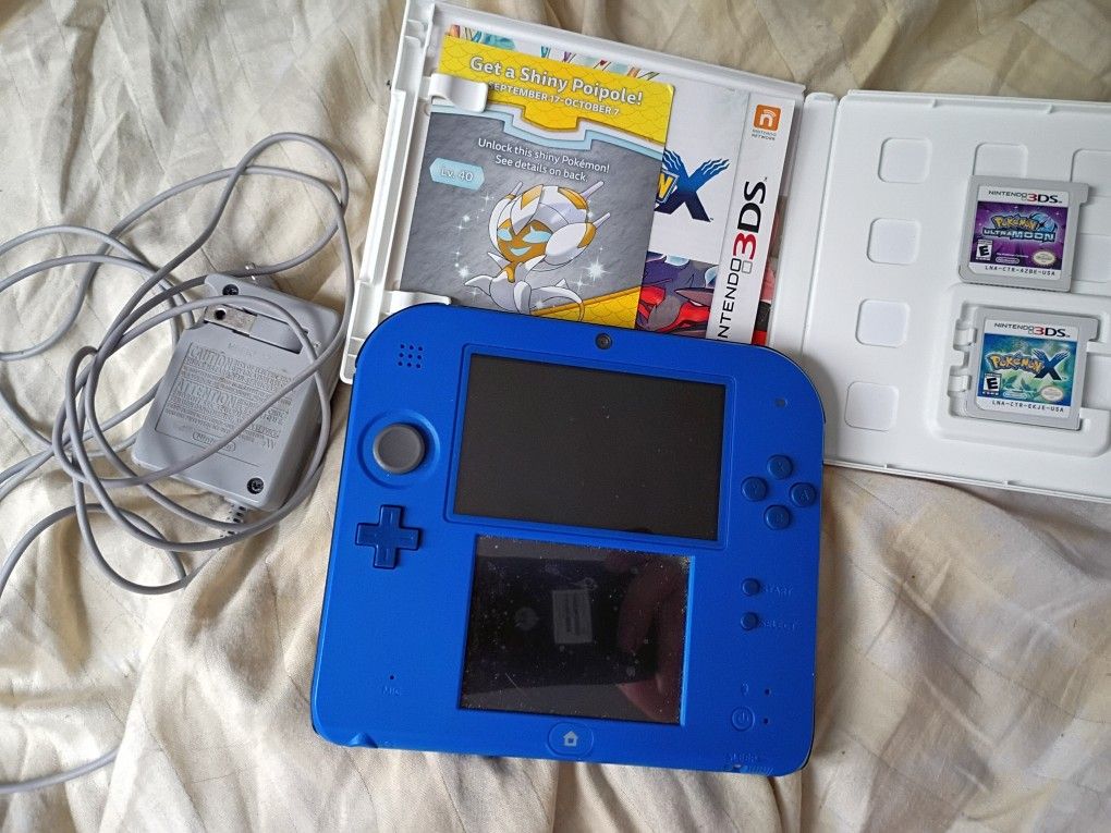 2ds + 2 Games. Ultra Moon And Pokemon X. Original Package And Papers For X