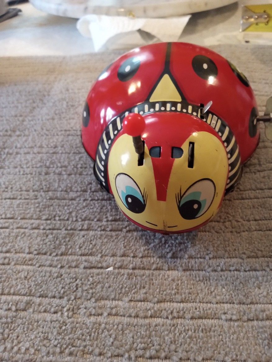 Vintage 1960s Haji Ladybug Wind-up Toy