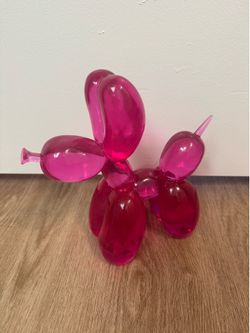 Jeffrey Koons Style Pink Resin Balloon Dog Sculpture