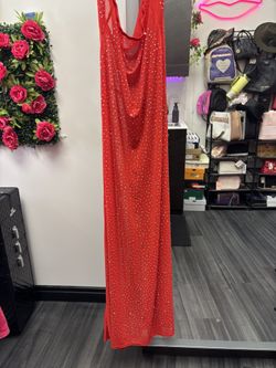 Red Halter Bedazzled Long Dress