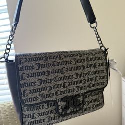 “Y2K Juicy Couture Logo Shoulder Bag – Black Canvas Baguette Purse – Vintage Style”