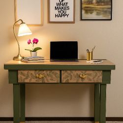 
Charming Refinished Accent Table with Brass Bumblebee Pulls 🐝