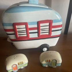 Camper Cookie Jar With Salt And Pepper Shakers