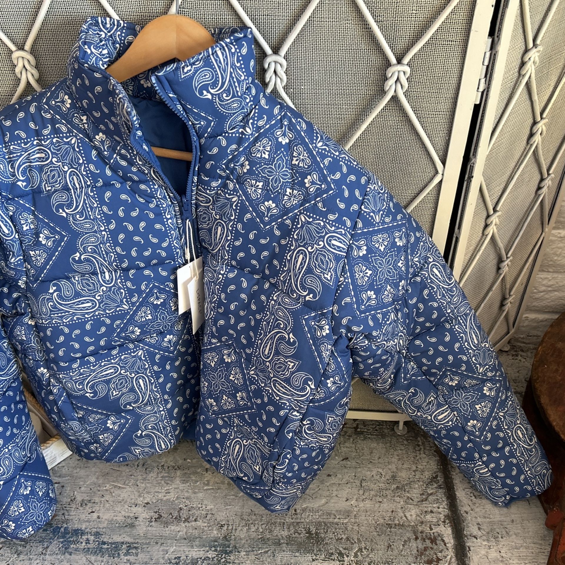 L*SPACE Puffer Elevation Jacket Blue Bandana NEW with Tags Size Small