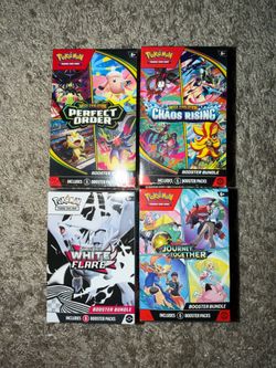 Pokemon Booster Bundles - White Flare, Journey Together, Chaos Rising, Perfect Order
