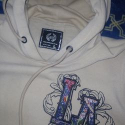 Mens Beige Los Angeles hoodie size Large