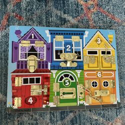 Wooden Latches Board Sensory Activity Toy for Kids, Doors and Locks Toy, Wooden Busy Board