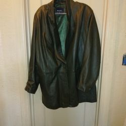 Denim And Co.dark Green Leather Jacket