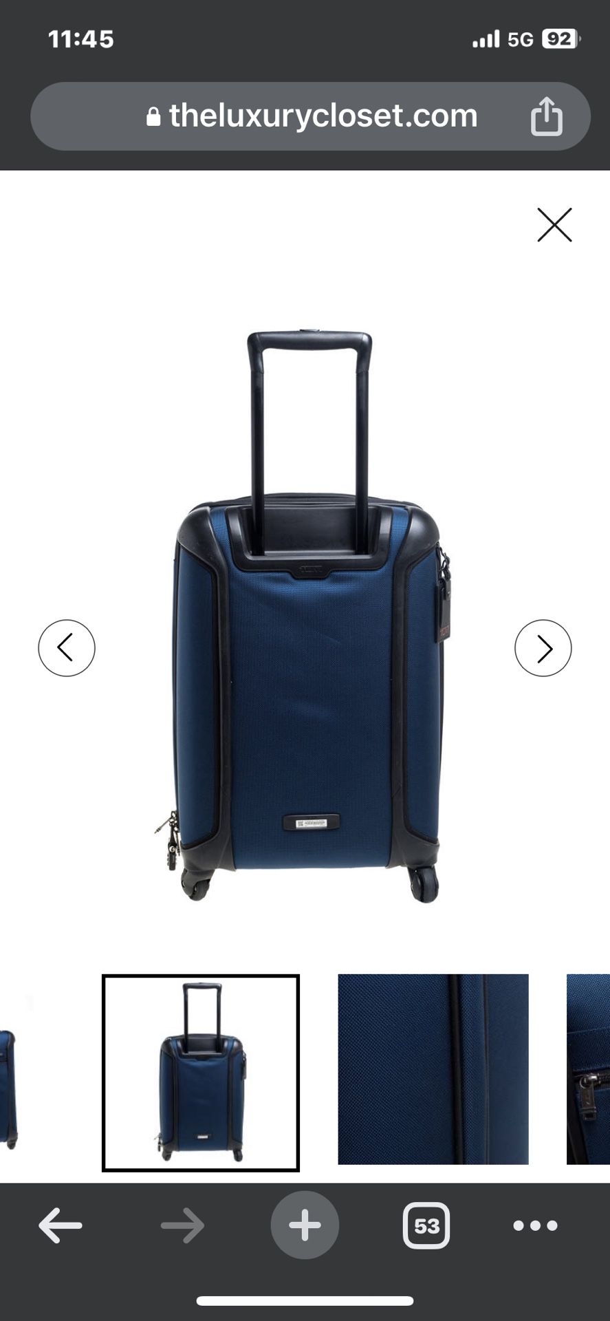 TUMI Blue/Black Nylon Gen 4.2 Lightweight International Carryon Luggage ...