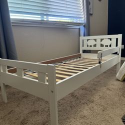 Toddler Bed W/ Mattress With Washable Cover.