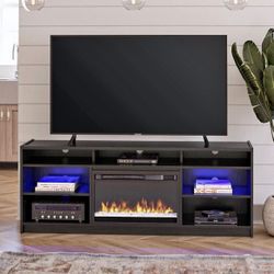 Fireplace TV Stand for TVs up to 75", Nightfall Oak