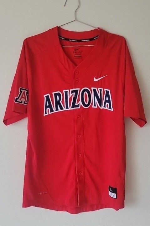 Nike Arizona Wildcats Baseball Jersey NCAA Size Large Red Dri Fit UEC Pre-owned 