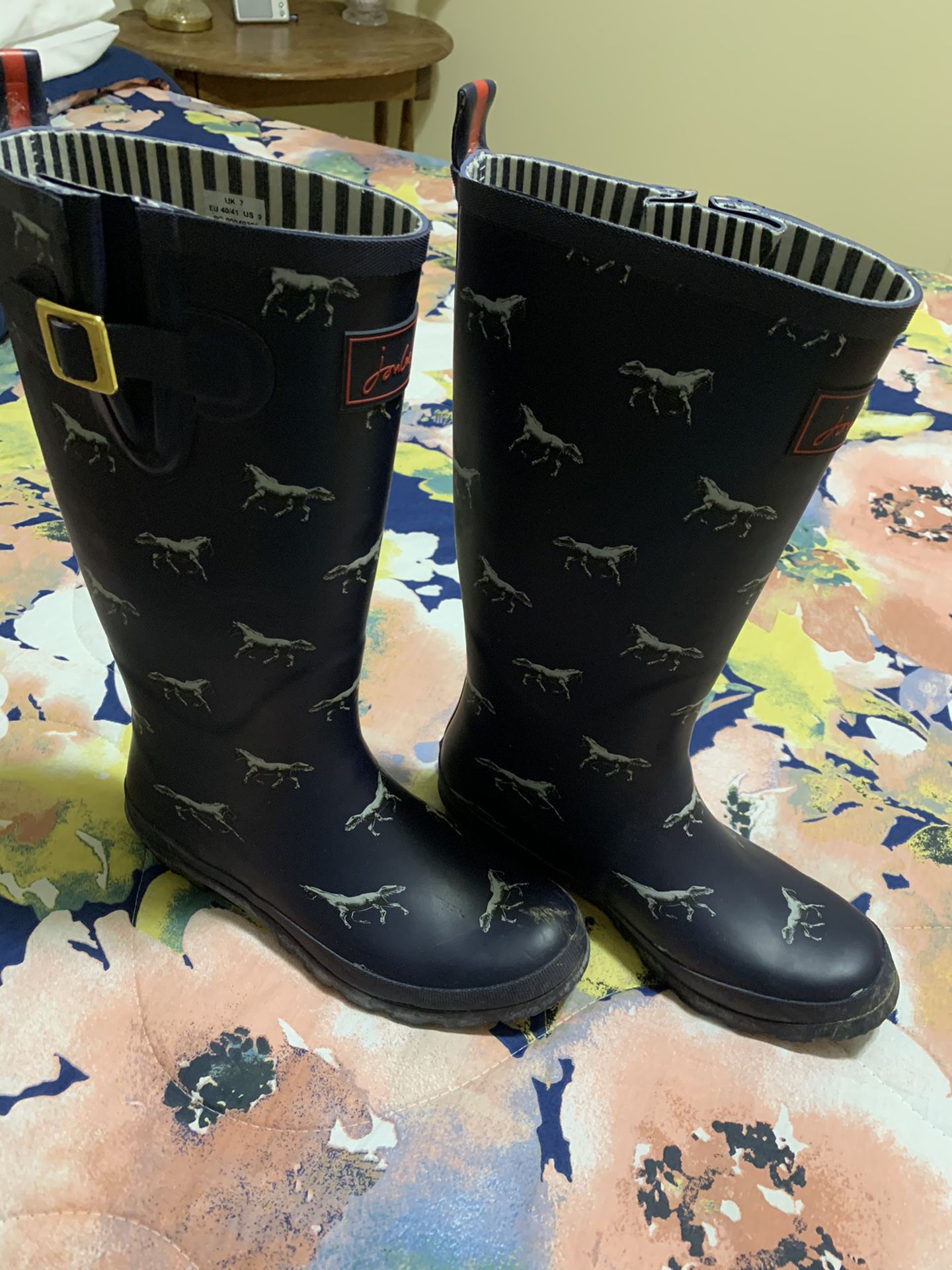 Heavy rubber rain boots with horses