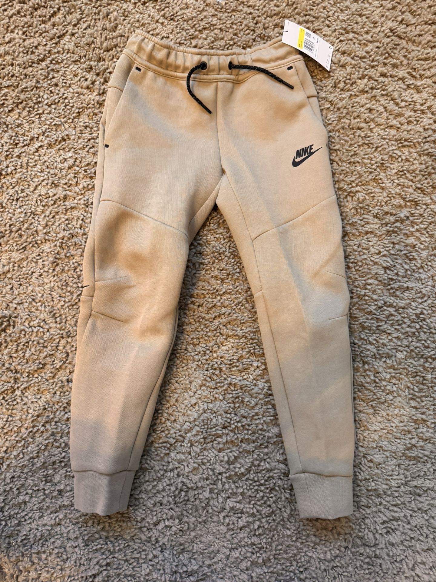 Nike Sportswear Youth Kids Size Large Tech Fleece Joggers Tan Black New!