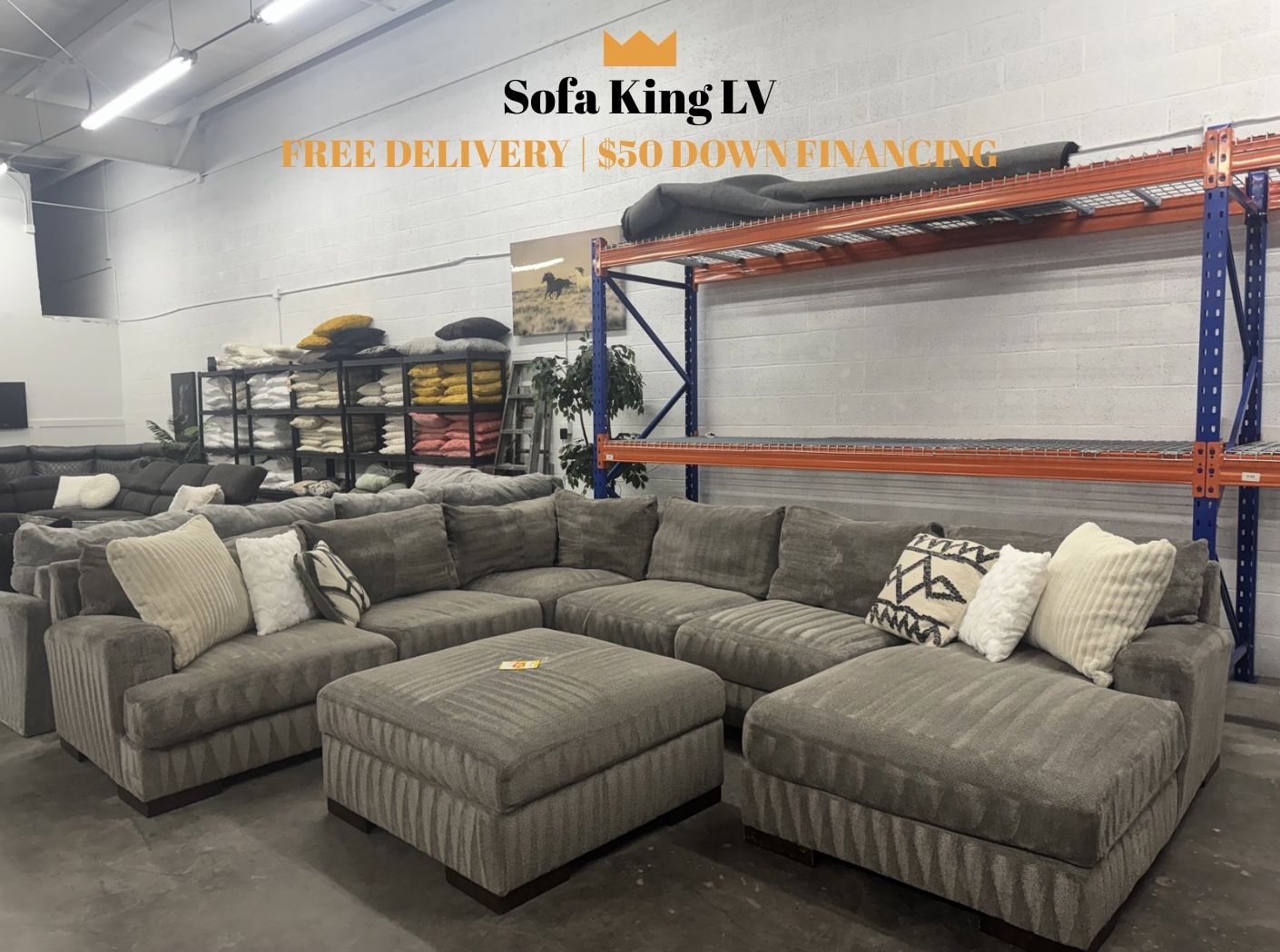 Free Delivery* Like New Large Gray Sectional Sofa w Ottoman! Couch Couched Sectional Gray Grey Ottoman