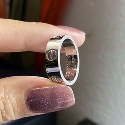 Unisex White Gold Love Band Ring Size 4-11