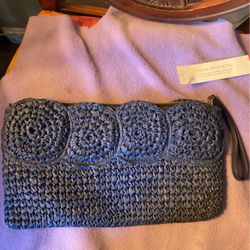 Hand Crotcheted Talbots Navy Purse