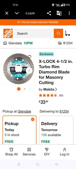 Makita diamond blade with x lock