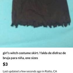 girls WITCH costume skirt / falda de BRUJA para niña one sizes 