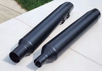 Motorcycle Slip-On Exhaust Mufflers Pair Black