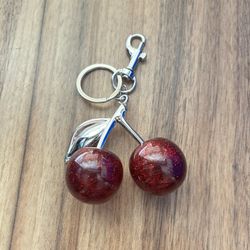 coach Cherry Charm Keychain Silver