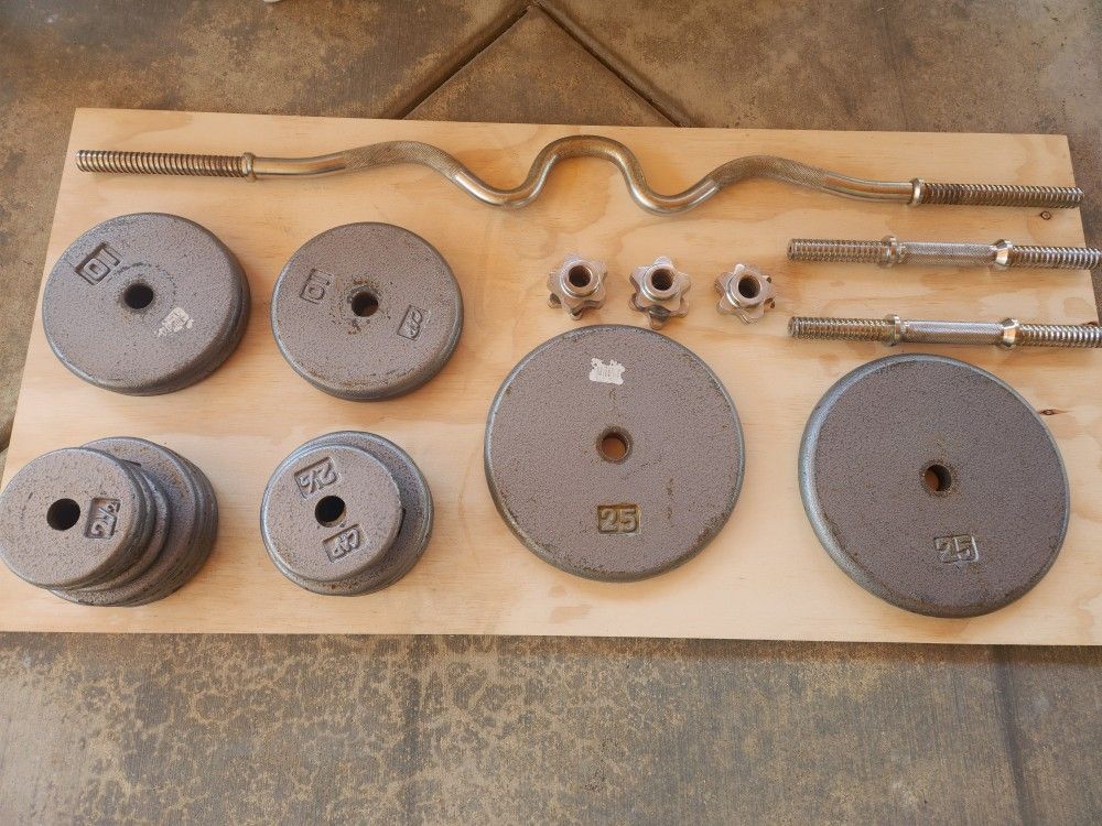 1 Inch Weight Set With Dumbell And Curl Bar