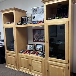 Large Wooden Cabinet/ Wall Unit(Real Wood/Heavy) Length:88in x Width:24.5in x Height:80.5in Pick up