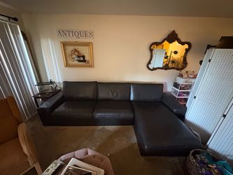 Dark Brown Leather Sectional Sofa