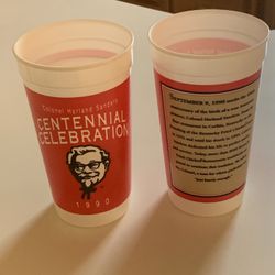 Vintage “COLONEL SANDERS” 32oz Drink Cups-1990 KFC Centennial Celebration 