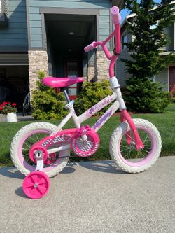 White & Pink Huffy Bike