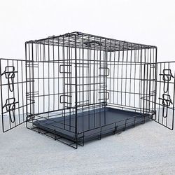 (Brand New) $40 Folding 30” Dog Cage 2-Door Folding Pet Crate Kennel w/ Tray 30”x18”x20”