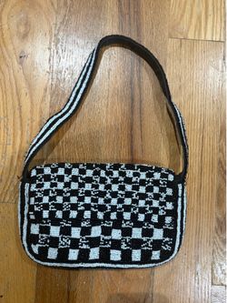 ANTHROPOLOGIE black & white beaded shoulder bag