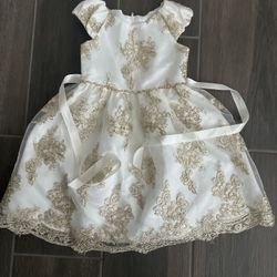 2-3t White Baptism Girl Dress 