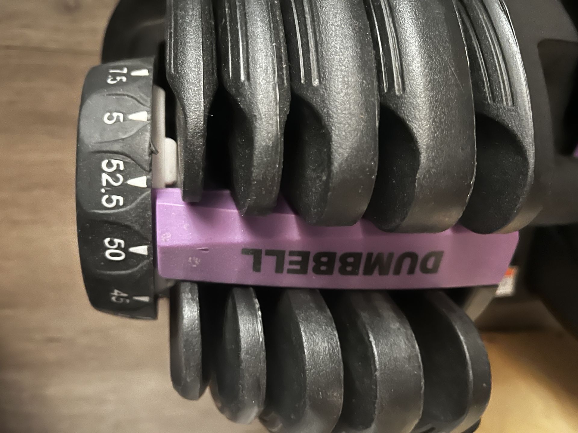 One Adjustable Weight Dumbbell 5 Lbs Up To 52.5 Lbs!