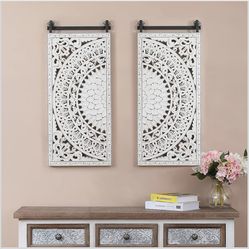 Carved Wood Wall Art, 33" Wooden Wall Sculptures