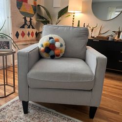 Grey Linen Accent Chair 