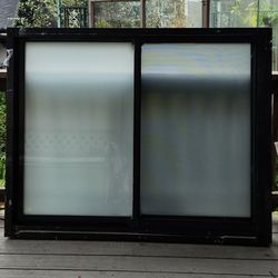 Teza?? Heavy duty sliding retro fit frosted privacy window all black 59.5x47.5