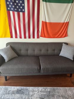 7ft Gray Couch w/ pillows