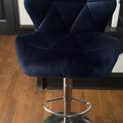 Two Navy Blue Bar Stools 