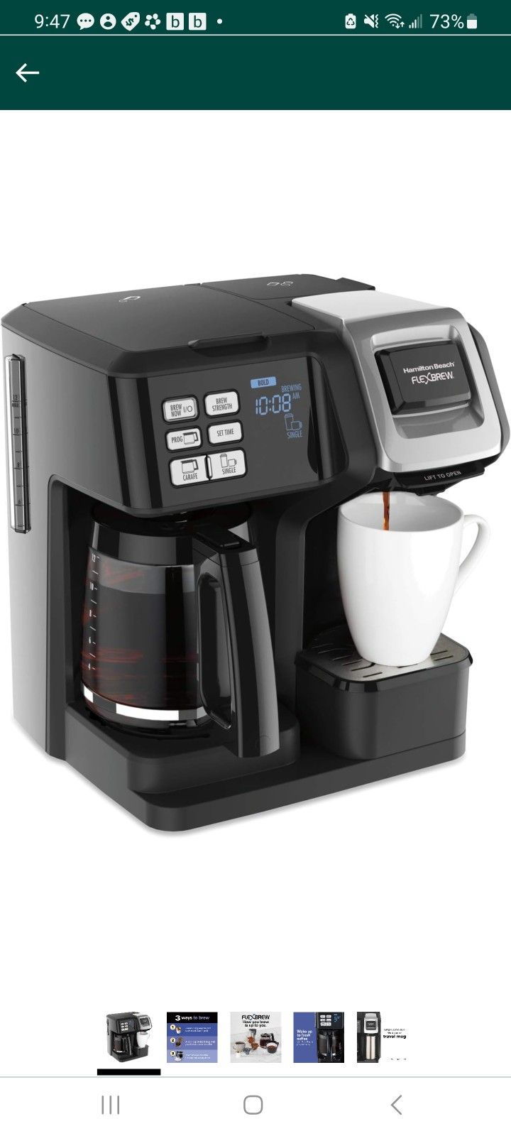 Hamilton Beach 49976 FlexBrew Trio 2-Way Coffee Maker, Compatible with ...