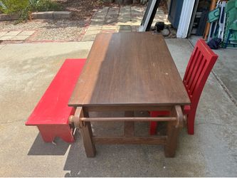 Kid’s Drawing Table w/ Bench and Chairs
