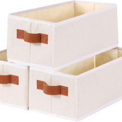 YheenLf Small Storage Basket 3-Pack,Foldable Fabric Storage Box,Used For Organizing Decorative Storage Baskets In Closets,Shelves And Bathrooms (Beige