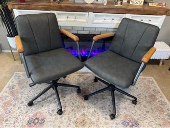 BRAND NEW*PELLEBAR Home Office Desk Chair, Ergonomic Minimalist Faux Leather Swivel Chair W/Oak Arms