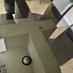 Smoked Black Glass Dining Room Table With 6 Chairs