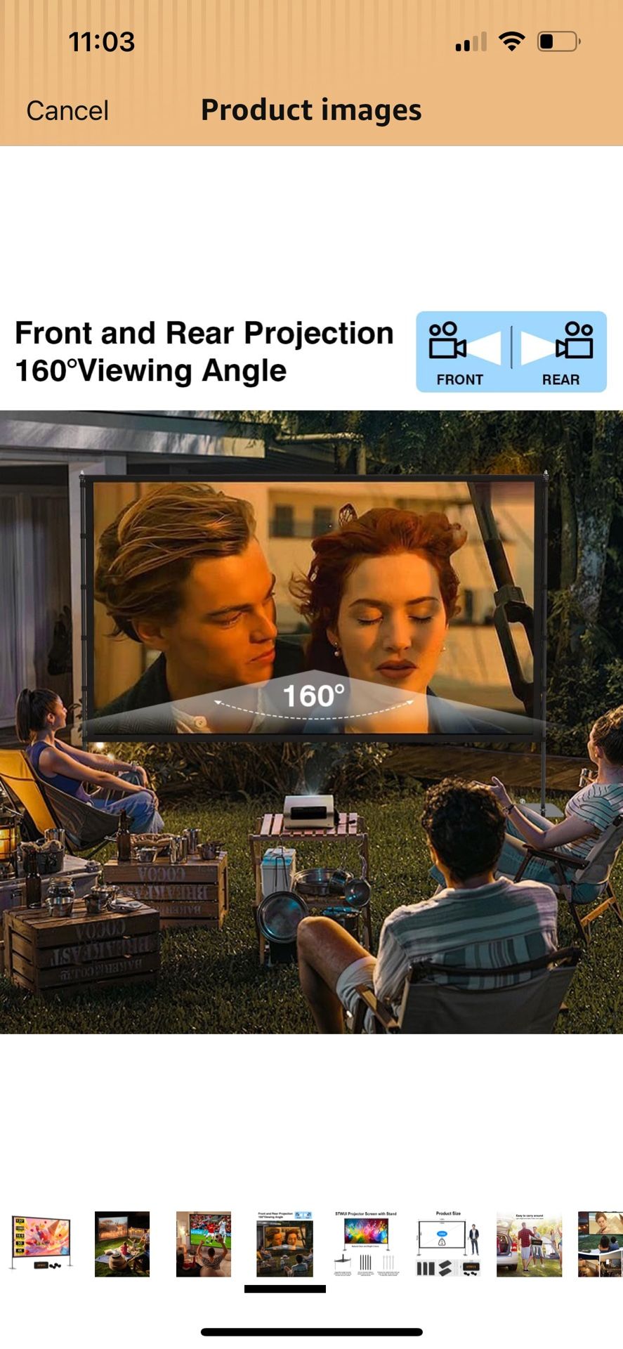 Outdoor-Projector-Screen-with-Stand - 120 inch Portable 16:9 4K HD Lightweight Movie Screen