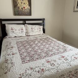 Queen size bed frame with two drawer night stand  &queen size mattress