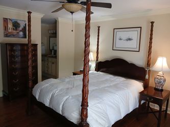 King Four-Poster Bed Frame Dark Wood