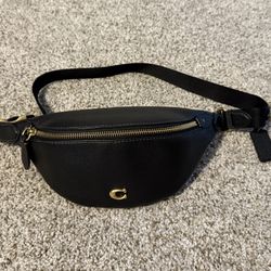 Coach Black Leather Belt Bag