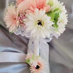 Bride Floral Bouquet and Groom Boutonniere Set 