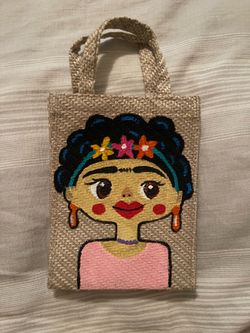 Hand painted Frida Kahlo small bag made in Mexico